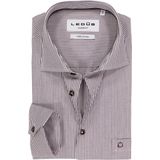 Ledub - Modern Fit - Overhemd - Donkerbruin Gestreept - Strijkvriendelijk