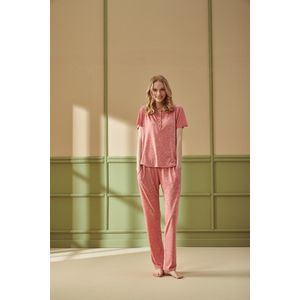 Pijadore - 3 Delige Pyjama Set Voor Dames, Lange Mouwen, Roze - XL