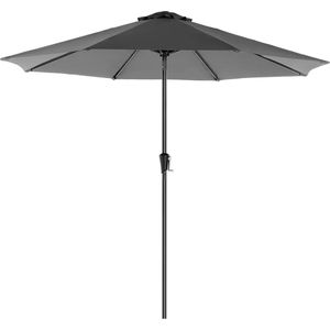 In And OutdoorMatch Parasol Edna - 300cm - Kantelbaar - Camping - Rond - Staand - Grijs - UPF 50 - Terras, balkon, tuin of strand