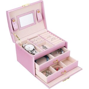 Sieradendoos - Sieradendoos voor volwassenen - Sieraden Opbergers - Juwelendoos - Sieraden doosje Meisje - Meisjes/Dames - felroze