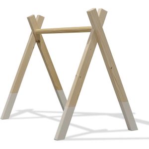 Houten babygym | Massief houten speelboog tipi vorm (zonder hangers) - wit | toddie.nl