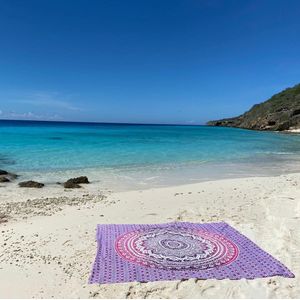 Bohemida - XXL Groot Vakantie Strandlaken -tweepersoons 220x235cm Ibiza Strandkleed - 100% Katoen - Pink Purple Ombre (Roze / Paars/ Wit) - Sneldrogende Strandlakens