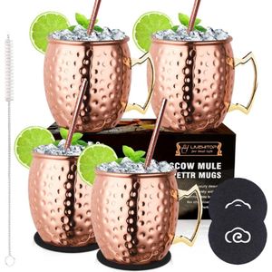 Moscow Mule Bekers - 4 Stuks - Moscow Mule - Moscow Mule Bekers Koper - Koperen Beker - Moscow Mule Glazen