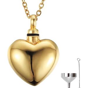 Luxe Ashanger - met Ketting (55 cm) - Voor As, Haren of Parfum - Assieraad - As Ketting - Gedenksieraad - Urn - As Hanger - Incl. As vuller en Opbergzakje - Goud Hart