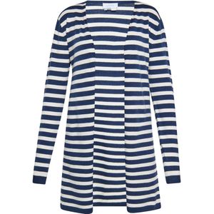usha - BLUE LABEL - Gebreid Vest - Marine/Wit - V-hals - Lange Mouwen