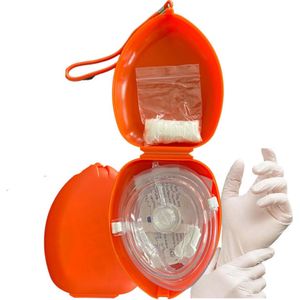 Beademingshulpmiddel | Beademingsmasker in pocketmask | Kiss of Life | Reanimatiemasker | Oranje