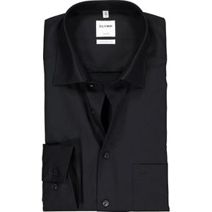 OLYMP Luxor comfort fit overhemd - zwart - Strijkvrij - Boordmaat: 41