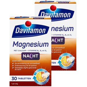 Davitamon Magnesium Tabletten - Goede Nachtrust - Magnesium - 2 x 30 stuks - Voedingssupplement - BUNDEL 2 STUKS