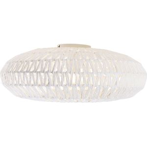 QAZQA lina - Retro Dimbare LED Smart Plafondlamp incl. wifi met Dimmer - 1 lichts - Ø 50 cm - Wit - Woonkamer | Slaapkamer | Keuken