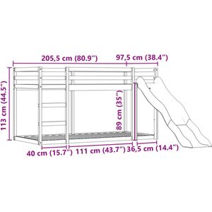 vidaXL - Stapelbed - met - glijbaan - en - gordijnen - wit - en - zwart - 90x200 - cm