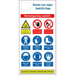 Werkvergunning verplicht bouwplaats bord - dibond met boorgaten 1000 x 500 mm