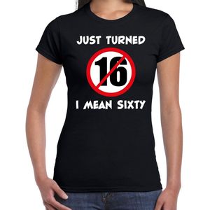 Just turned 16 I mean 60 cadeau t-shirt zwart voor dames - 60 jaar verjaardag kado shirt / outfit XXL