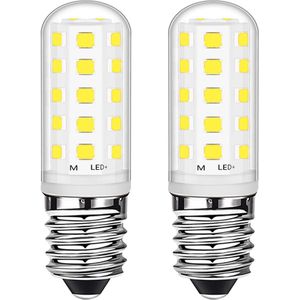TOVBMUP E14 LED-lamp - 3W Koel Wit - 6000K Halogeen Equivalent Energiebesparend - E14 Kleine Edison Schroef LED-lamp - Geschikt voor Koelkast Afzuigkap Naaimachine - AC220-240V - 2 Stuks
