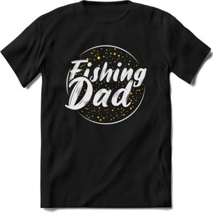 Fishing Dad - Vissen T-Shirt | Geel | Grappig Verjaardag Vis Hobby Cadeau Shirt | Dames - Heren - Unisex | Tshirt Hengelsport Kleding Kado - Zwart - M