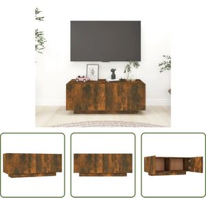 The Living Store Tv-meubel - Praktisch bewerkt hout - Gerookt eiken - 100 x 35 x 40 cm - Trendy design