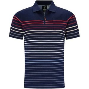 Hajo - Poloshirt Premium met rits - heren- blauw gestreept multicolor - maat M