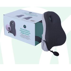 Revitaly - Orthopedisch Rugkussen met handpomp - Verstelbaar - Grijs - Traagschuim & Wasbare Hoes - Rugkussen - Lendensteun - Lendenkussen - Rugsteun auto - Geschikt voor Bureaustoel, Auto, Bed, Bank - Ergonomisch - Orthopedisch