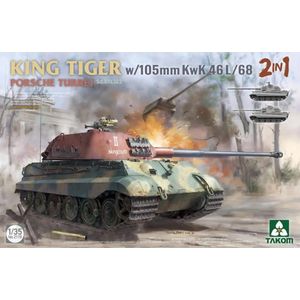 1:35 Takom 2178 Sd.Kfz.182 King Tiger Porsche turret w/105m KwK 46 L/68 - 2 in 1 Plastic Modelbouwpakket