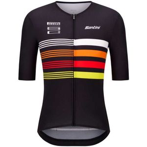 Santini Pirelli Tape Korte Mouw Wielertrui Zwart L Man,Vrouw