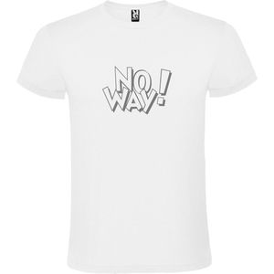 Wit T-shirt ‘No Way!’ Zilver Maat XL