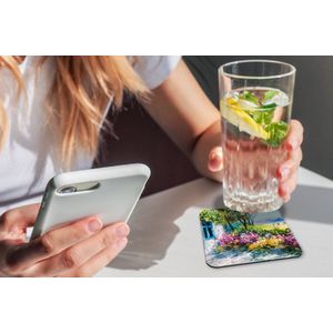 Onderzetters voor glazen - Schilderij - Planten - Bloemen - Huis - Olieverf - 10x10 cm - Glasonderzetters - 6 stuks
