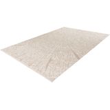 Lalee Elif Japandi stijl vloerkleed 3d effect hooglaag cirkels reliëf laagpolig karpet 160x230 cm beige