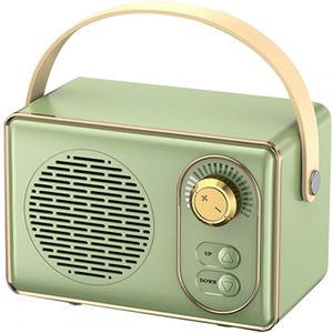JeiibrZui Retro Bluetooth-Luidspreker - Draagbare Draadloze Stereoluidspreker - Krachtig Geluid 10m Bereik - 1 Stuk - Buitengebruik Groen