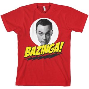 The Big Bang Theory Heren Tshirt -XL- Bazinga Sheldons Head Rood