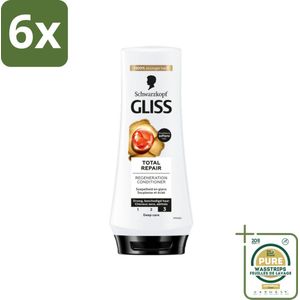 Gliss - Hair Repair - Conditioner voor Totaal Herstel - 200 ml - Voordeelverpakking - 6 stuks - Droog haar - Beschadigd haar
