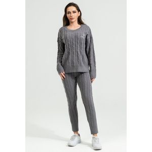 IYVA dames Huispak | Vrijetijdspak | Zwart| Pyjamaset | Loungewearset Knitted Dames training Set 2 delig