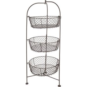 Clayre & Eef Mandenrek Ø 28x80 cm Bruin Ijzer Rond Keuken Mandjes