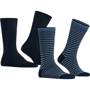 Burlington Everyday Stripe SO - Mixed 2-Pack one size, cadeau geschenkset Katoen sokken heren blauw - Maat 40-46