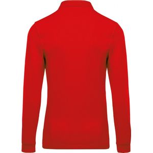 Polo Heren 4XL Kariban Kraag met knopen Lange mouw Red 100% Katoen