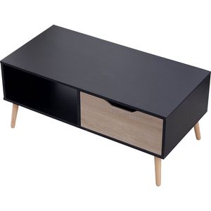 FREJA zwarte salontafel in scandinavische stijl met lade