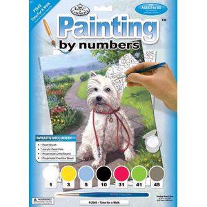 Schilderen op nummer - Paint by numbers - Dieren - Hond wil gaan wandelen 22x30cm - Schilderen op nummer volwassenen - Paint by numbers volwassenen