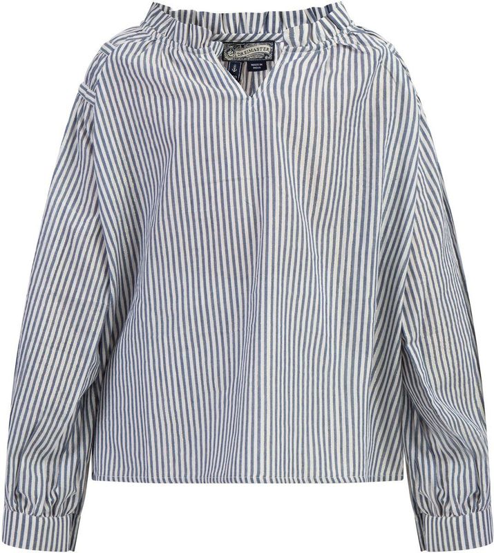 DreiMaster - Blouse - Blauw-wit Gestreept - Licht Katoen