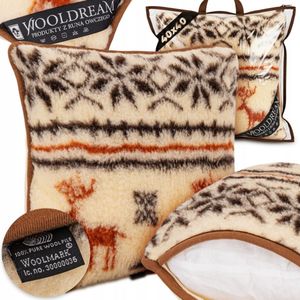 Merino Wol Kussen 40x40cm - Antiallergisch & Warm - Renifer Design