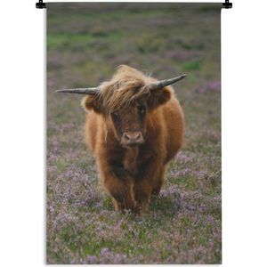 Wandkleed Schotse Hooglanders  - Schotse hooglander met aparte hoorns Wandkleed katoen 120x180 cm - Wandtapijt met foto XXL / Groot formaat!