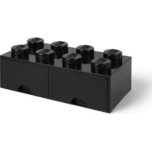 Lego - Opbergbox met 2 Lades Brick 8 - Polypropyleen - Zwart
