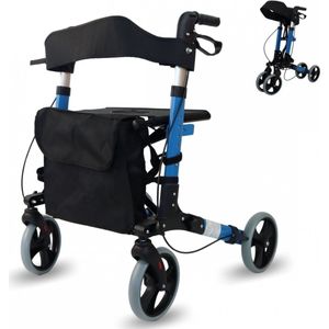 Mobiclinic Trajano - Rollator - 4 wielen - Inklapbaar - Met zitje, tas en wandelstok houder - Aluminium - Verstelbaar