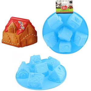 Toi-Toys Siliconen Bak Vorm - Cake Vorm - Dorpje - 26 x 5 cm - Blauw