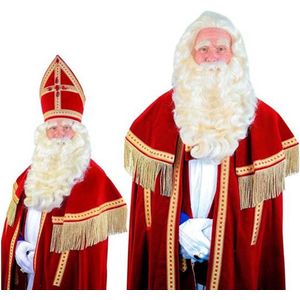Witbaard TV yakhaar Sinterklaas baardset  wit 4-delig