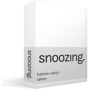 Snoozing - Katoen-satijn - Laken - Lits-jumeaux - 280x300 cm - wit