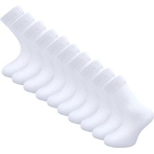 10 paar Basic Kindersokken - Wit - Maat 19-22