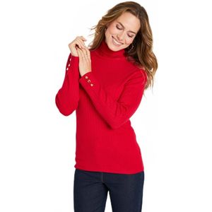 Zachte geribde korte coltrui met platte ribboorden