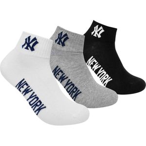 New York Yankees - 3-Pack Quarter Socks - 3 Paar Sokken - 31 - 34 - Zwart/Wit/Grijs