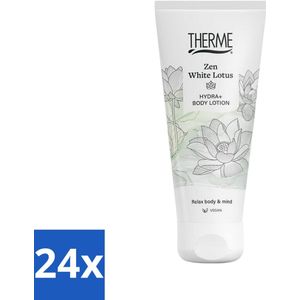 24 x Therme - Zen White Lotus - Bodylotion - Hydraterend - Verzorgend - 200ml - Lichaamslotion - Hydraterende Lotion - Verzorging - Witte Lotus - Jasmijn