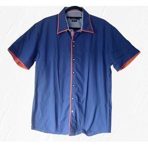 Glimmer slim-fit overhemd blauw oranje XXL (Bekijk de maatindicatie)
