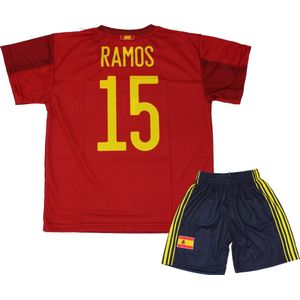 Sergio Ramos Spanje Thuis Tenue Voetbalshirt + Broek Set | 2021-2022 EK/WK voetbaltenue - Maat 116