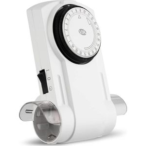 Mechanische Schakelaar Twintime - Tijdschakelaar voor Stopcontact 96 Keer per Dag 1800 W Wit